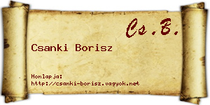 Csanki Borisz névjegykártya